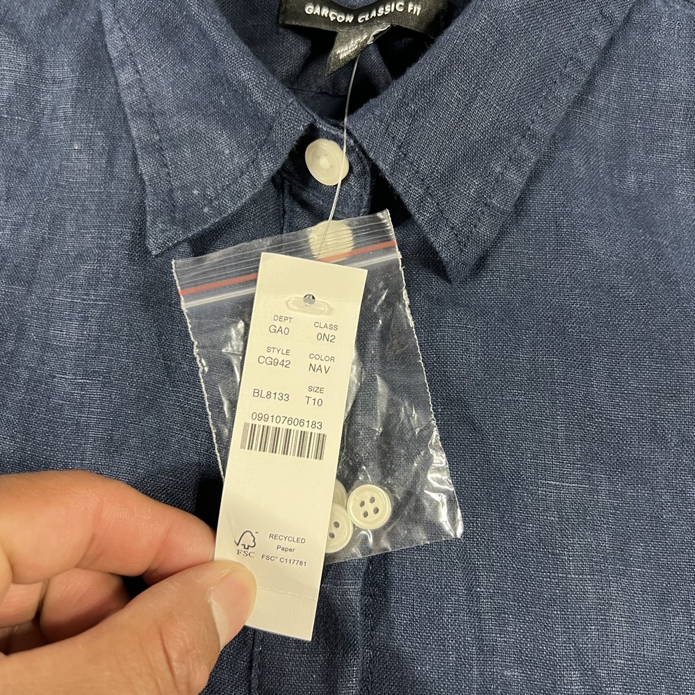 J Crew Shirt Womens 10T Blue Baird McNutt Irish Linen Classic Fit Button Up New - Picture 6 of 11